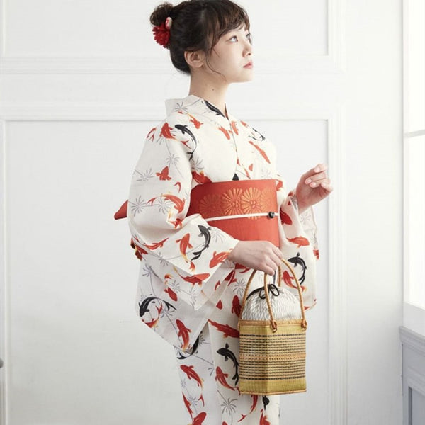Women's Yukata Traditional Japan Kimono Koi Pattern
