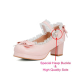 Girls Sweet Lolita Ruffles Bowknot Lace Shoes
