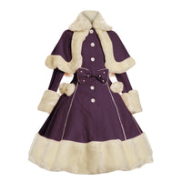 Women Fur Collar Winter Lolita Dress