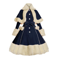 Women Fur Collar Winter Lolita Dress