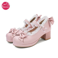 Girls Sweet Lolita Ruffles Bowknot Lace Shoes