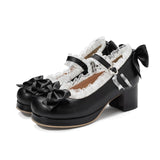 Girls Sweet Lolita Ruffles Bowknot Lace Shoes