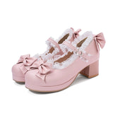 Girls Sweet Lolita Ruffles Bowknot Lace Shoes