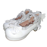 Girls Sweet Lolita Ruffles Bowknot Lace Shoes