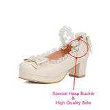 Girls Sweet Lolita Ruffles Bowknot Lace Shoes